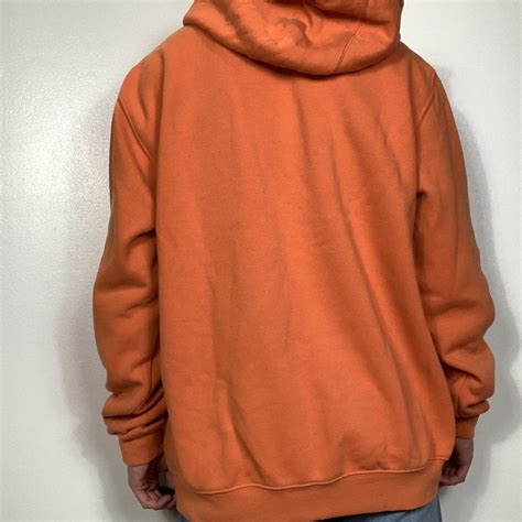 Carhartt Orange Hoodie Sweatshirt With Camo Inside Depop