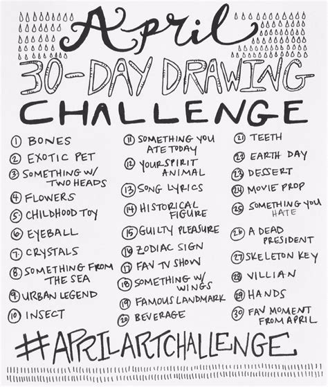 April 30 Day Drawing Challenge By Bun Drawing Challenge 30 Day
