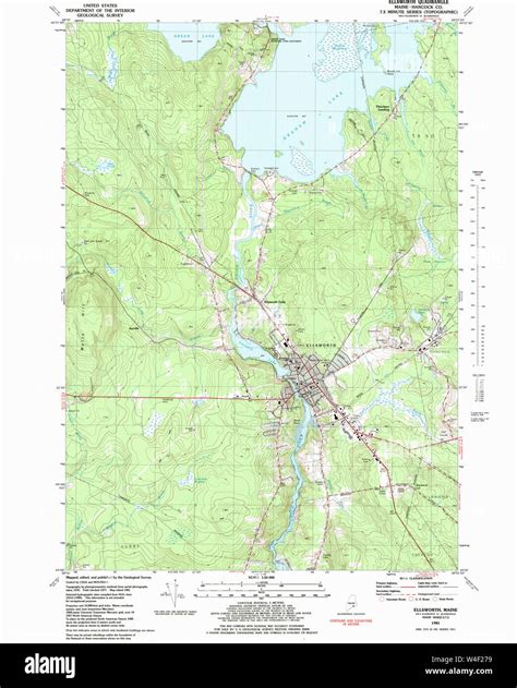 Maine Usgs Historical Map Ellsworth 105113 1981 24000 Restoration Stock