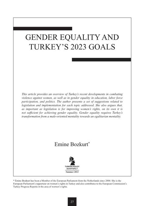 Gender Equality And Turkeys 2023 Goals Docslib