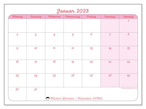 Kalender Januar 2023 Zum Ausdrucken “481ms” Michel Zbinden De