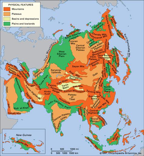 Asia Physical Features Map