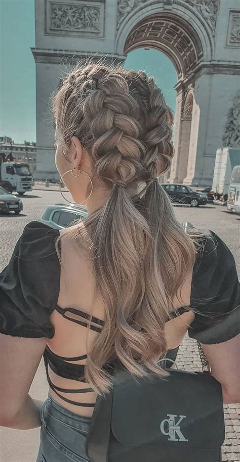 24 Braid Hairstyles That Really Jazz Up Your Hair Double Braid Pony