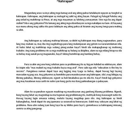 Talumpati Tungkol Sa Kahirapan Pdf