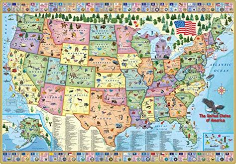 United States Map For Kids Laminated Childrens Wall Map Of The Us For