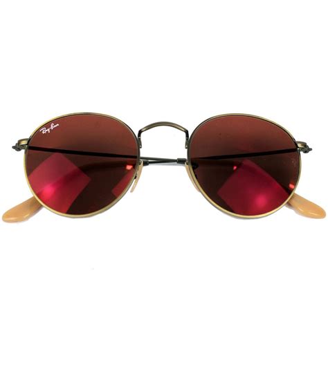 Ray Ban Rb3447 Retro Mod Red Mirror Lens Round Sunglasses