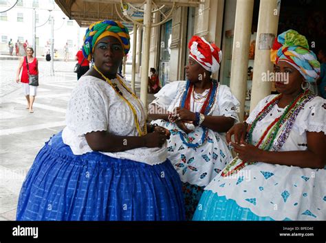 Bahian Women In Traditional Dress Salvador Bahia Brazil Stock Photo