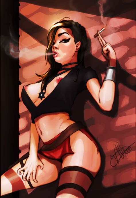 Commission Suzy Berhow Smoking Pin Up By Vitorleone13