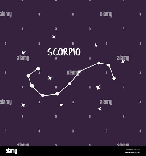 Constellation Scorpio Blue Background Vector Hand Drawn Print