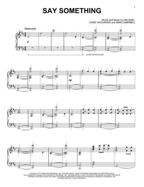 Say Something Sheet Music A Great Big World Piano Solo