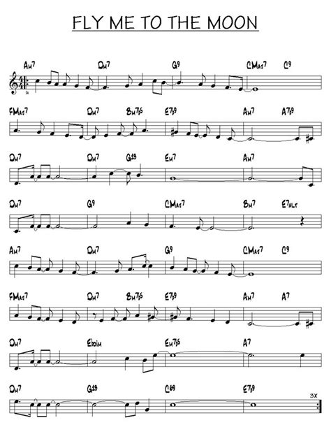 Charts print as full size music sheets. Partition : FLY ME TO THE MOON | Alto Sax | Pinterest ...