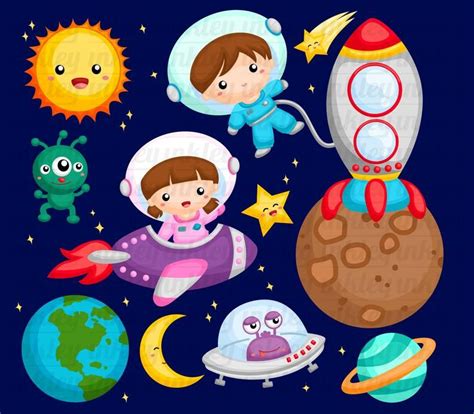 Galaxy And Space Clipart Space And Exploration Clip Art Etsy Space