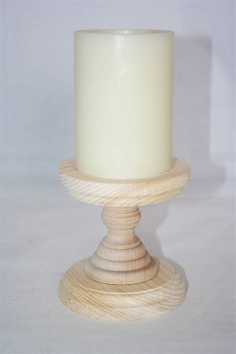 Smaller Unfinished Wooden Pillar Candlestick Holders Etsy