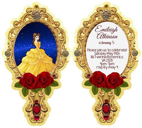 10 Personalized Beauty And The Beast Invitation Front And Beauty And