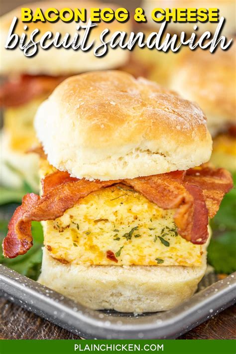 Bacon Egg And Cheese Biscuit Sandwich Biscuit Topped With A Cheesy