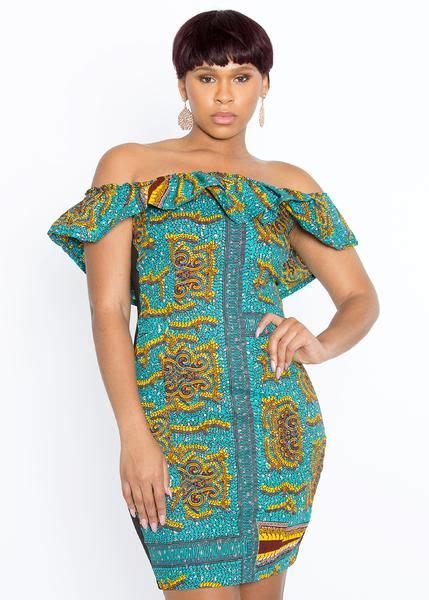 olisa african print ruffle off shoulder dress teal yellow 89 99 off shoulder dress dresses