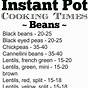 Pressure Cook Beans Chart