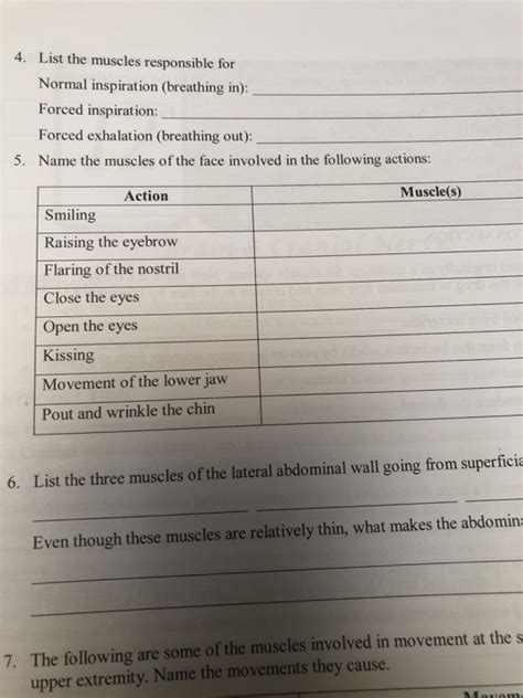 The following is a list of muscles you will need to know for your physiology class. Solved: 4. List The Muscles Responsible For Normal Inspira ...