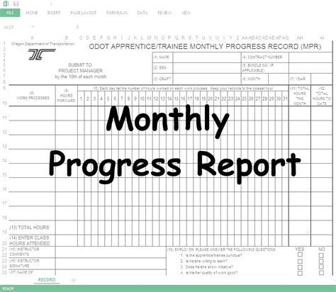 Monthly Progress Reportmpr Spreadsheet Online Civil
