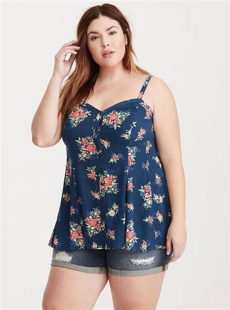 Floral Print Seamed Cami Top Calming Ditsy Plus Size Outfits Cami