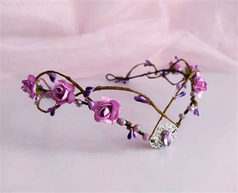 Purple Elf Crown Woodland Elven Crown Elven Circlet Elf Tiara Etsy