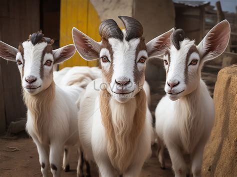 Three Goats In The Farm Close Up圖片素材 圖片尺寸3600 × 2700px 高清圖案480086851