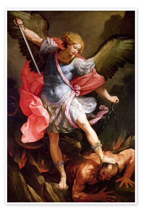 The Archangel Michael Defeating Satan Print By Guido Reni Posterlounge