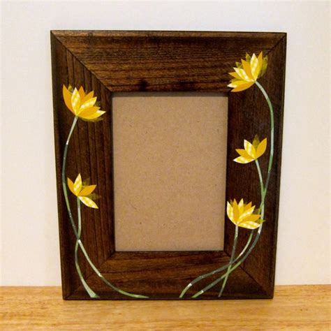 Wooden Picture Frame Decoupage Collage Flowers 5x7 Yellow