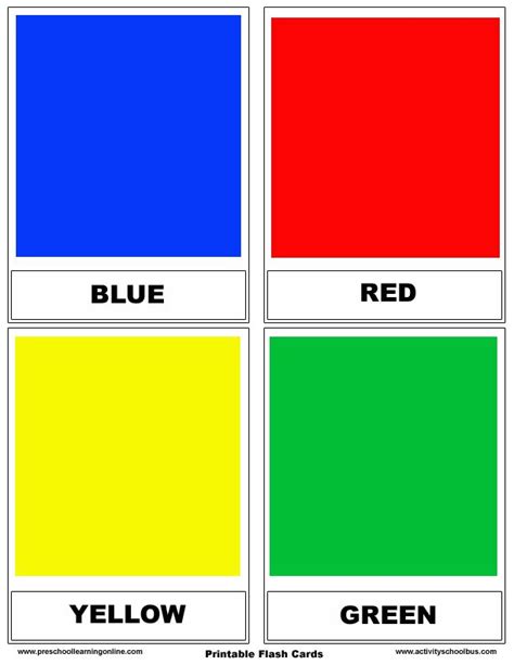 Free Printable Colors Chart Flashcards For Kids In 2022 Color