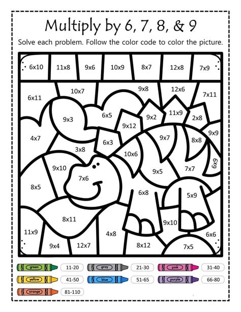 Multiplication Color By Number Worksheet