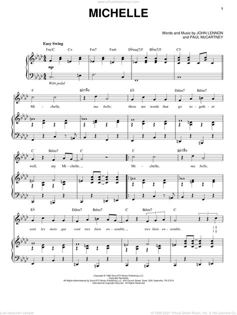 Michelle Sheet Music For Voice And Piano Pdf Interactive