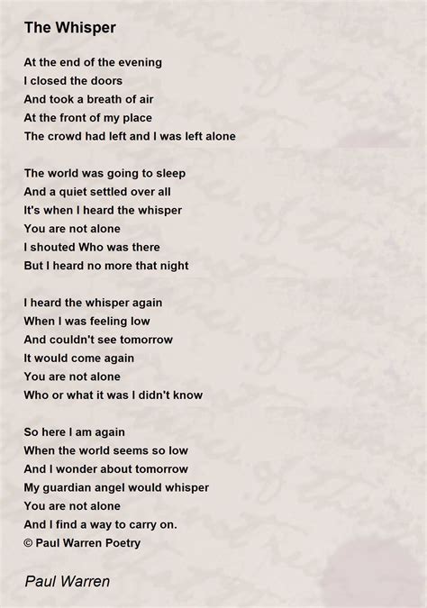 The Whisper The Whisper Poem By Paul Warren
