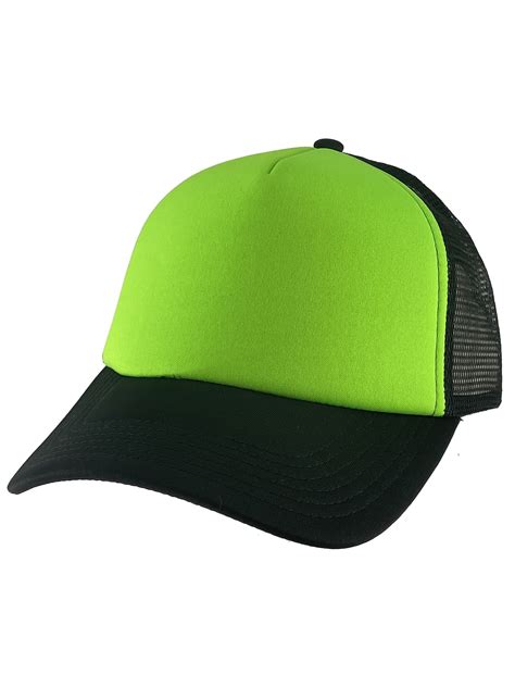 Topheadwear Low Profile Trucker Foam Mesh Hat Neon Greenblack
