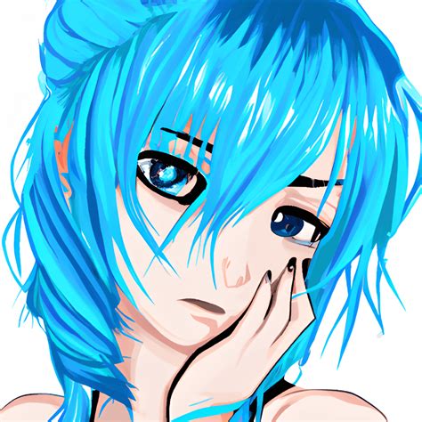 Sky Blue Haired Manga Girl Graphic · Creative Fabrica