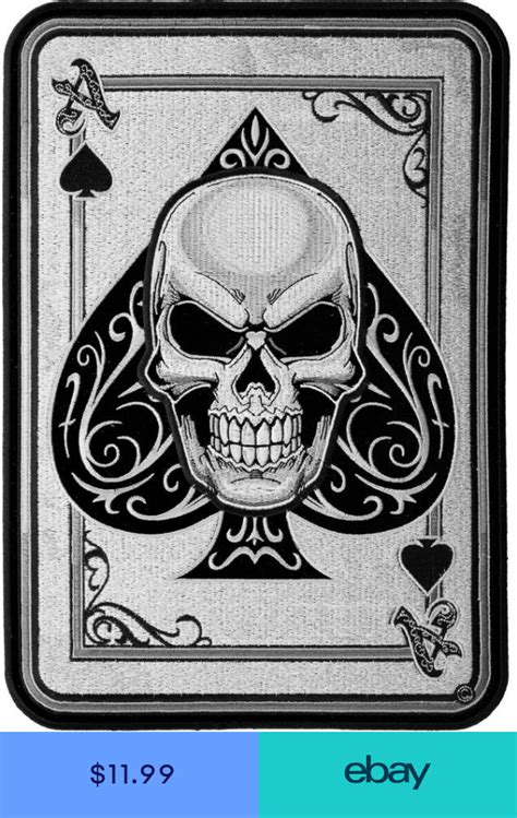Ace Of Spades Subdued Skull Patch Biker Back Patches Ebay Ace Of
