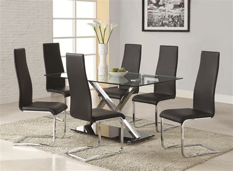 Modern Dining Black Faux Leather Dining Chair With Chrome Legs