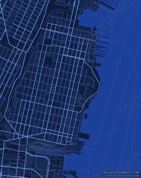 Hoboken Dark Blue Vector Map Boundless Maps