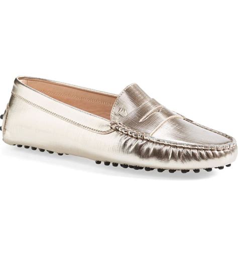 Tods Gommini Metallic Leather Penny Loafer Nordstrom