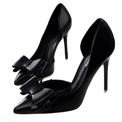 Womens Delicate Sweet Bowknot High Heel Side Hollow Pointed Pumps Rockin Docks Deluxephotos