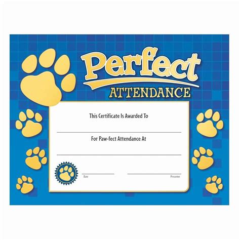 Free Printable Perfect Attendance Award Certificates In New Perfect