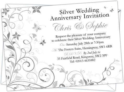 Personalised Silver Wedding 25th Anniversary Invitations Design Code