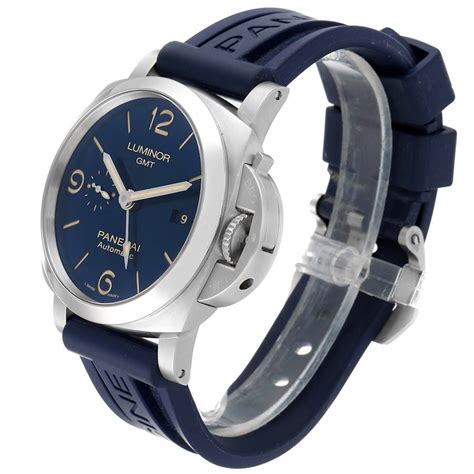 Panerai Luminor 1950 3 Days Gmt 44mm Blue Dial Watch Pam01033 Box