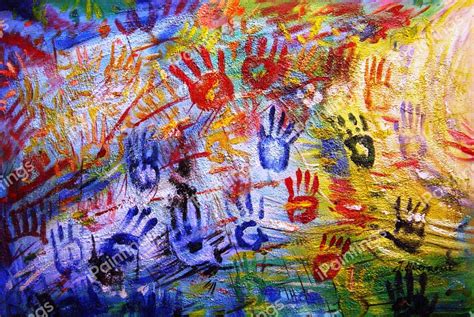 Hand Print Abstract Painting By Our Originals Reproduction