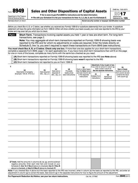 Irs Form 8949 Printable Printable Forms Free Online