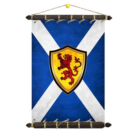 Schottland Flagge Wappen Auf Baumwolle Leinwand Holz Rahmen Etsy