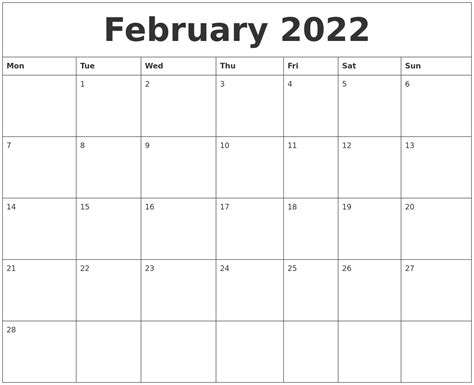 February 2022 Calendar Wallpaper