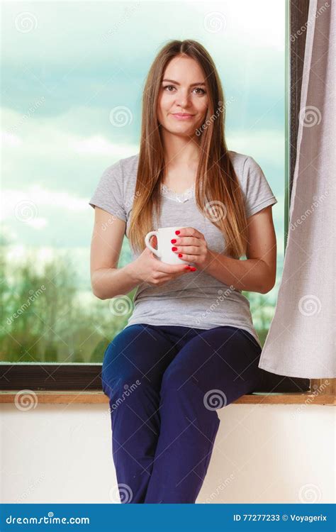 Young Girl In Morning Stock Image Image Of Coffee Indoors 77277233