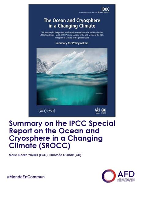 Summary On The Ipcc Special Report On The Ocean And Cryosphere In A