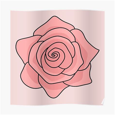 A Pink Rose Simple Drawing Poster For Sale By Nutmegfairy Redbubble