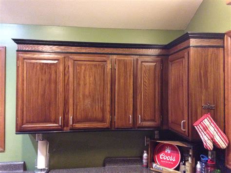Just Stained The Honey Oak Cabinets Darker And Added Trim To The Top